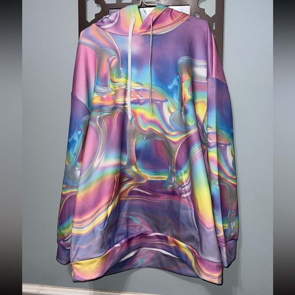 NWOT Colorful Iridescent Hoodie Sweatshirt